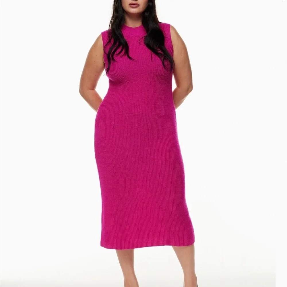 Aritzia Babaton Aesthetica Dress 2XS Granita Pink Merino Wool Midi Fall Bodycon